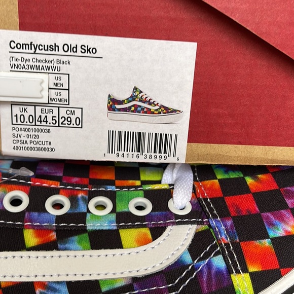 Vans Comfycush Old Skool The Tie-Dye Checkerboard Black Sneakers Men’s - Picture 16 of 16